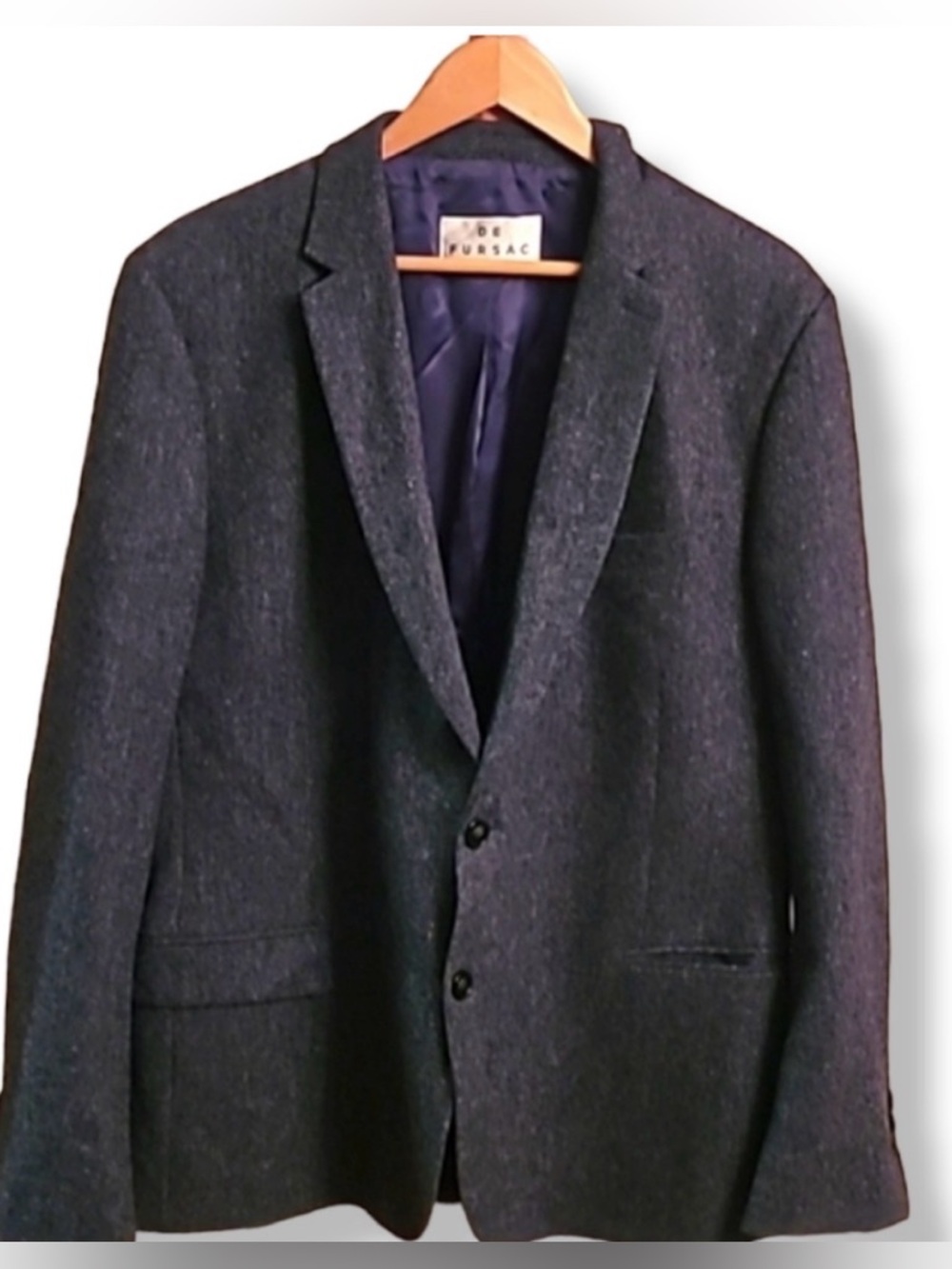 Fursac Wool tweed charcoal Gray Blazer - Picture 3 of 15
